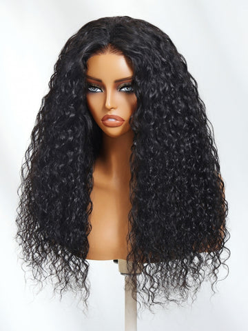 Klaiyi Water Wave 3 In 1 Flip Over 3/4 Half Wig with Flexi-Fit Drawstring Beginner Friendly Wig Flash Sale