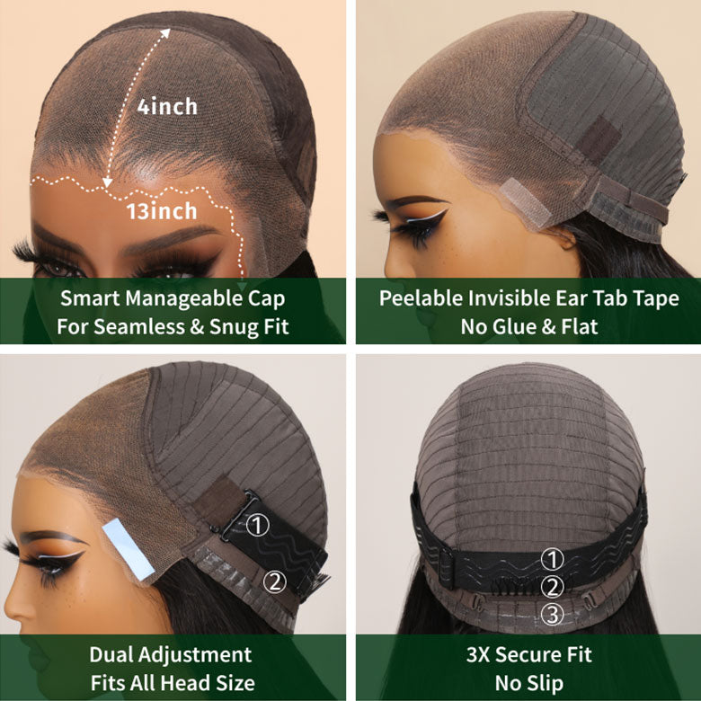 Klaiyi 13x4 Pre-Everything Yaki Straight Put On and Go Glueless Wig Real Ear to Ear Full Frontal Human Hair Silk Press Look Hair
