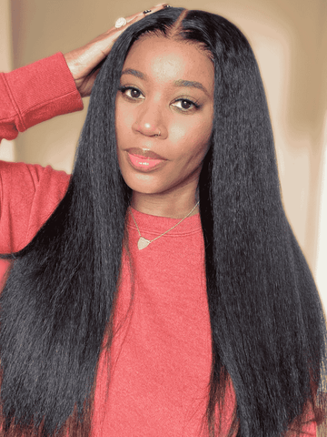 Klaiyi Hair 4 Bundles Kinky Straight Human Hair Weave Natural Black Color Virgin Hair High Quality