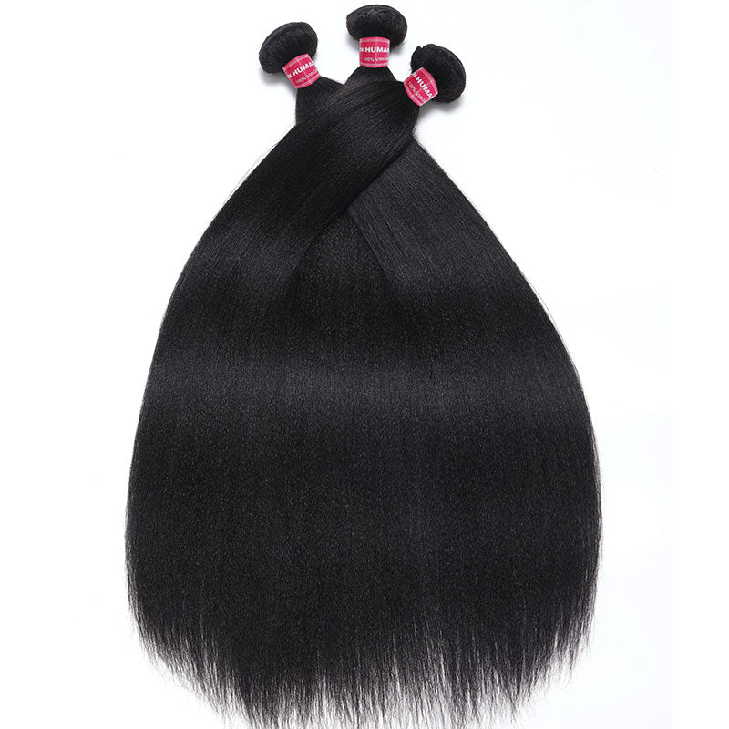 Klaiyi Light Yaki Straight Human Hair Bundles Most Natural Yaki Weave 2/3/4 Bundles/Pack