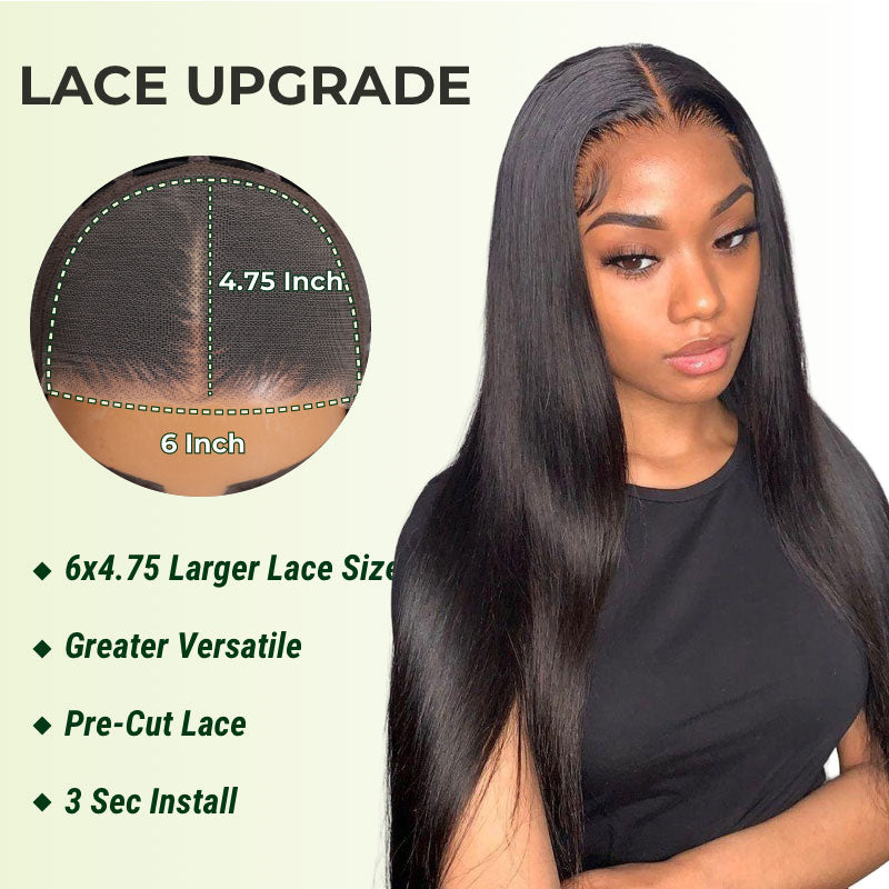 【22-24 inch】Klaiyi 250% Bleach Knots Wig 6*4.75 Pre-Cut lace Glueless Put On and Go Wig Beginner Friendly High Density Super Natural Wigs Flash Sale