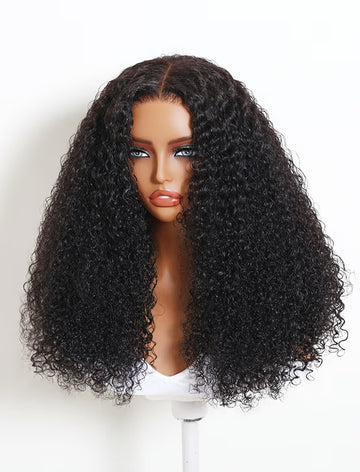 Klaiyi 7x5 No Slip Glueless Lace Closure Wig Effortless Natural Kinky Curly Human Hair Wig with Layers