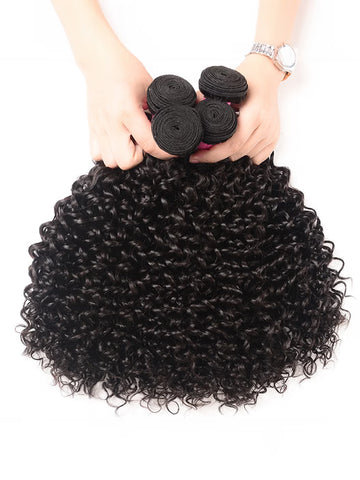 Brazilian Virgin Curly Hair 3 Bundles With 4*4 Lace Closure, Unprocessed Human Hair Extension-Klaiyi Hair
