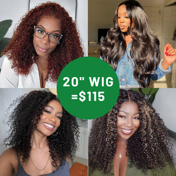 20" WIG = $115| Pre Cut Bye Bye Knots Lace Wig and 13*4 Lace Front Wigs Flash Sale