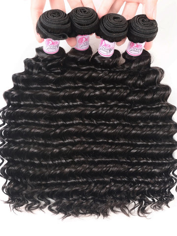 Klaiyi Brazilian Deep Wave Human Hair 1/3/4 Bundles Virgin Hair Flash Sale