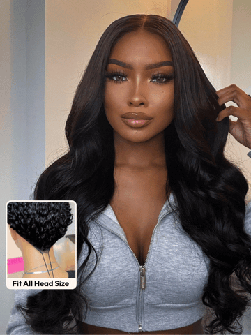 Klaiyi Body Wave Easicontour V Part Glueless Wig with invisi Drawstring Human Hair Meets Real Scalp Beginner Friendly