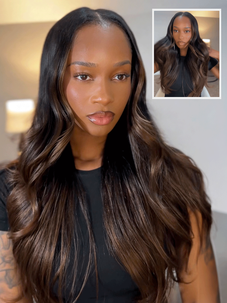 Klaiyi New EasiContour Yaki Straight Wig Ombre Chestnut Brown