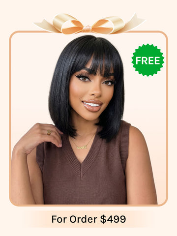 Order Over $499 | Klaiyi Free Wig 100% Human Hair Glueless Wig Limited Stock Limited Time