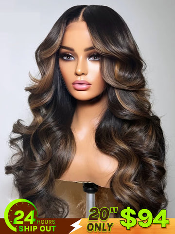 Flash Sale Klaiyi 7x5 Bye Bye Knots Glueless Lace Closure Wig Espresso Brown With Blonde Highlights Human Hair Wig