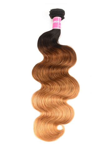 Klaiyi 3 Tone Ombre Human Hair Body Wave 3/4 Bundles Hair Weave 1b/4/27 Color