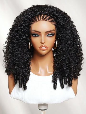 Klaiyi MeltLine™ Pre-braided Burmese Curly Human Hair Half Wig with Finger Coily Ends Beginner-Friendly