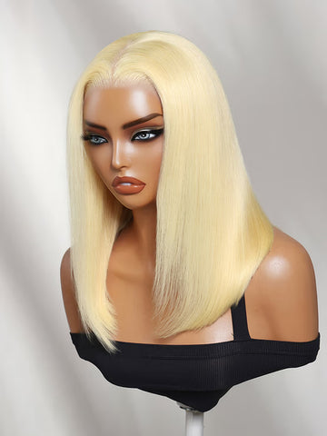 Klaiyi 613 Blonde 13x4 Pre-Everything Lace Front Human Hair Wigs Straight Bob Human Hair Wigs