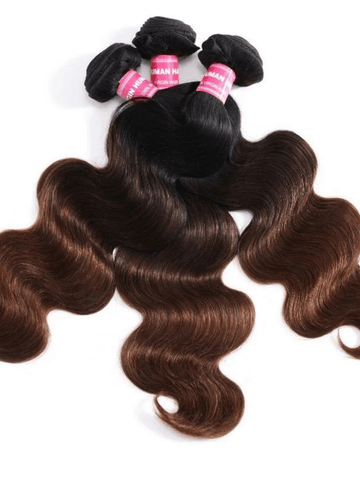 Flash Sale Klaiyi Body Wave Ombre Chestnut Brown 3 Bundles With 4x4 Swiss Lace Closure Human Virgin Hair