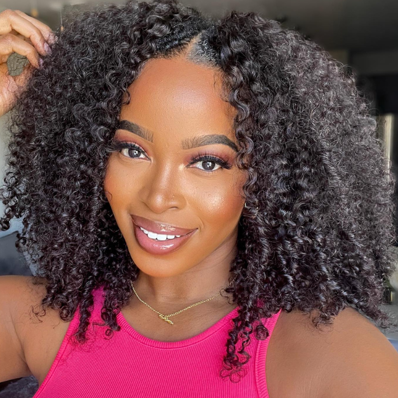 Klaiyi Glueless 4c Kinky Curly Vpart Wigs Meets Real Scalp No Leave Out Upgraded Upart Wigs Flash Sale