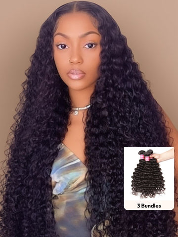 Klaiyi Brazilian Deep Wave Human Hair 1/3/4 Bundles Virgin Hair Flash Sale