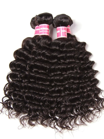 Klaiyi Brazilian Hair Deep Wave 3 Bundles Deals 100% Human Virgin Hair