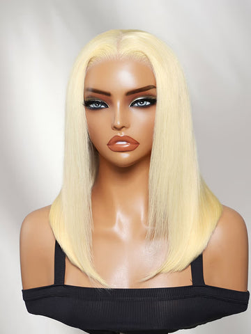 Klaiyi 613 Blonde 13x4 Pre-Everything Lace Front Human Hair Wigs Straight Bob Human Hair Wigs