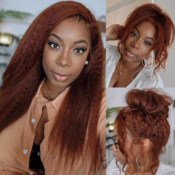 18" WIG = $95| Reddish Brown and Natural Black Color 13*4 Lace Front Wigs Flash Sale