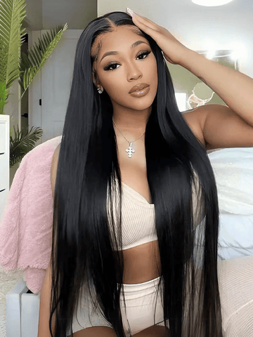 Klaiyi Silky Straight 13x4 Pre-Everything Lace Frontal Wig Real Ear To Ear Pre-Cut Lace Frontal Super Secure Wig