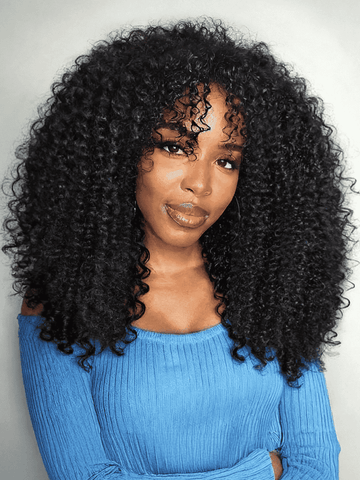 Klaiyi 4c Kinky Edge Kinky Curly Skin Melt 7x5 Bye Bye Knots Wig Virgin Human Hair Natural Hairline