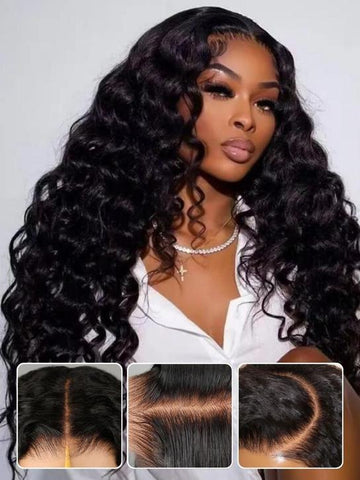 Klaiyi 7x5 Bye Bye Knots Put On and Go Wig Glueless Body Wave Human Hair Wigs Beginner Wig