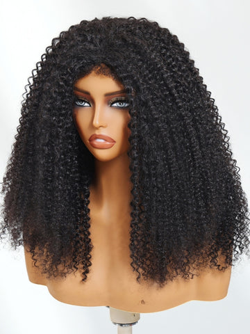 Klaiyi Kinky Curly 3 In 1 Flip Over 3/4 Half Wig with 4C Kinky Edge &Flexi-Fit Drawstring Beginner Friendly Wig Flash Sale