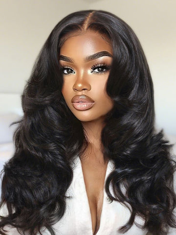 Klaiyi Middle Part Loose Curls Body Wave Wig 7x5 Bye Bye Knots 180% Density Wig