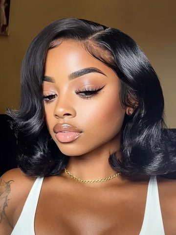 Klaiyi 7x5 Byebye Knots 90s Rachel Haircut Blunt Layered Wig with Side Part Bangs Put On and Go Glueless Human Hair Wig Flash Sale