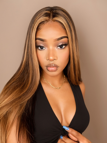 Klaiyi Ombre Dark Roots Balayage Color Silk Straight Human Hair Weaves Bundles Deal