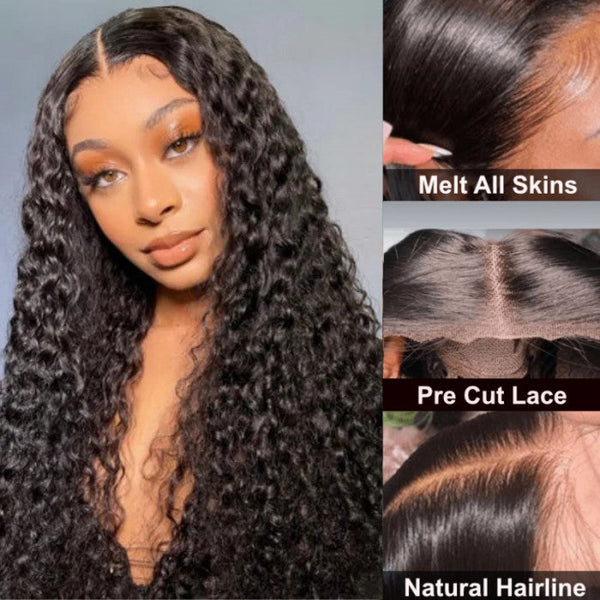 HD Clearance | Klaiyi Pre-Cut 5x5 HD Clear Lace Put On and Go Glueless Wig Body Wave/Curly Hair Flash Sale