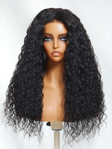 Klaiyi Water Wave 3 In 1 Flip Over 3/4 Half Wig with Flexi-Fit Drawstring Beginner Friendly Wig Flash Sale