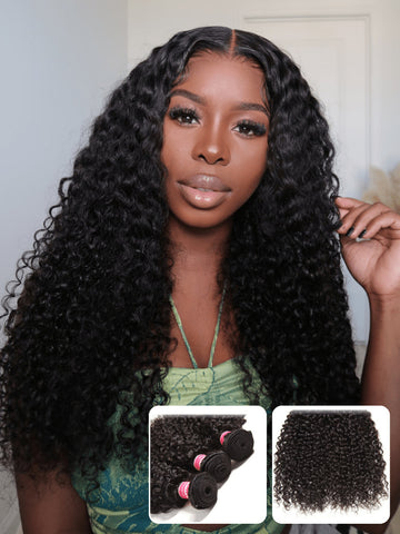 Klaiyi 4pcs/pack Brazilian Jerry Curly Virgin Hair Weaves