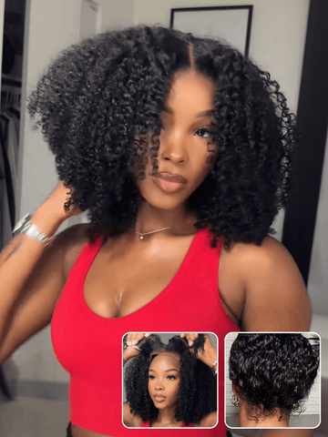Klaiyi 4c Kinky Edge Kinky Curly Skin Melt 7x5 Bye Bye Knots Wig Virgin Human Hair Natural Hairline