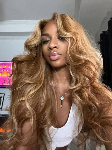Klaiyi Body Wave Honey Blonde Brown Bundles Highlight Human Hair Wave Extensions