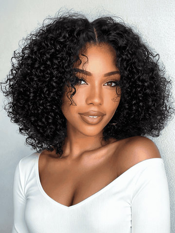 Klaiyi Kinky Curly V Part Wig Virgin Human Hair Real Scalp Great Protective Beginner Friendly Wig Flash Sale