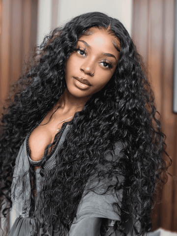 Klaiyi 3 Bundles Indian Jerry Curly Human Hair Bundles With 4*4 Lace Closure