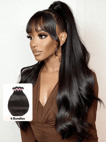 Klaiyi Bone Straight Virgin Hair 3 Bundles with 4x4 Transparent Lace Closure Pre Plucked
