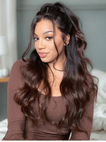 Klaiyi Black to Chestnut Brown Ombre Body Wave Human Hair Bundles Flash Sale