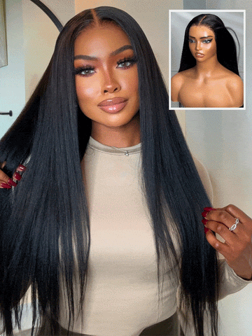 Buy 1 Get 1 Free,Code:BOGO |Klaiyi Yaki Straight Put On and Go Glueless Wig Bye Bye Knots Wig