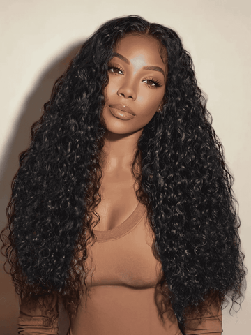 Klaiyi 7×5 Natural Black Defined Deep Wave with Natural Curl Wig Put On And Go with Invisi Drawstring