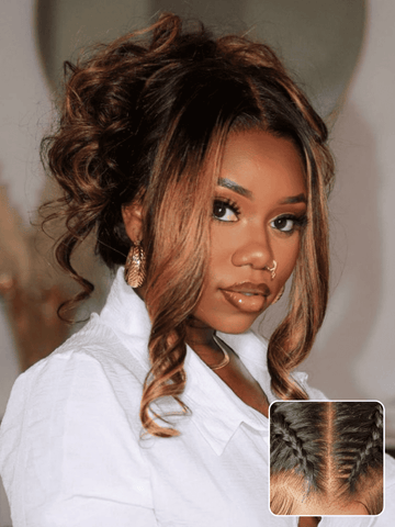 Klaiyi Ombre Brown Balayage Highlight Body Wave 13x4 Pre everything Wig Precolored Glueless Human Hair Lace Wig