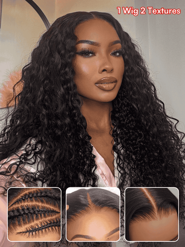 Klaiyi 7×5 and 13x4 Pre-Everything™ Lace Frontal Wig Water Wave & Curly Mixed Human Hair Glueless Wig