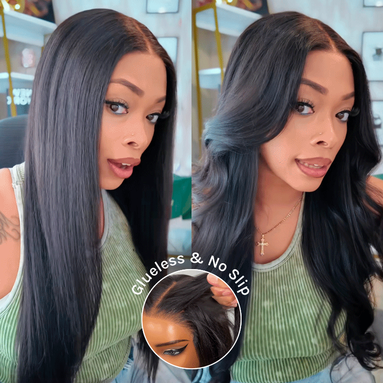 Klaiyi Yaki Straight Glueless Lace Wigs 7x5 Pre-Cut Human Hair