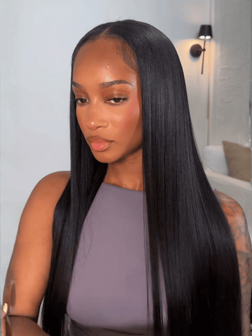 $100 OFF | Code: SAVE100 Klaiyi New Yaki Straight V Part Wig Upgrade U Part Wig Meets Real Scalp Ready To Wear Glueless Wig