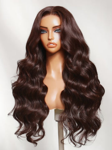 Klaiyi 7x5 Bye Bye Knots No Slip Glueless Lace Wig Dark Chocolate Brown Body Wave Human Hair Wig