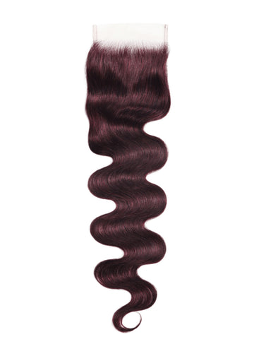 Flash Sale Klaiyi Body Wave Black Cherry Burgundy 3 Bundles With 4x4 Lace Closure 100% Human Hair