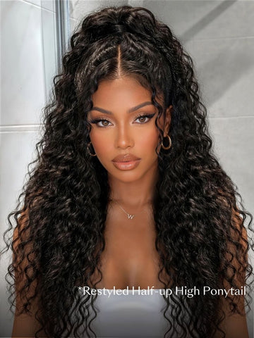 Flash Sale Klaiyi Water Wave 7x5 Bye Bye Knots /13x4 Pre-everything Put On and Go Glueless Human Hair Wigs