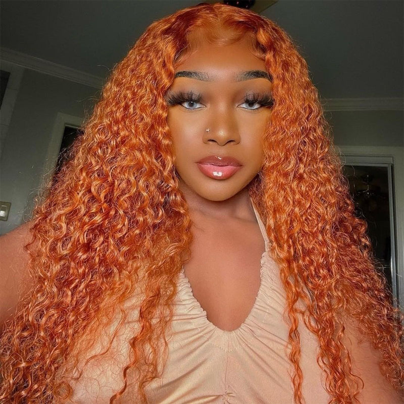 20"-24" Jerry Curl Ginger Color Lace Part Wig Flash Sale