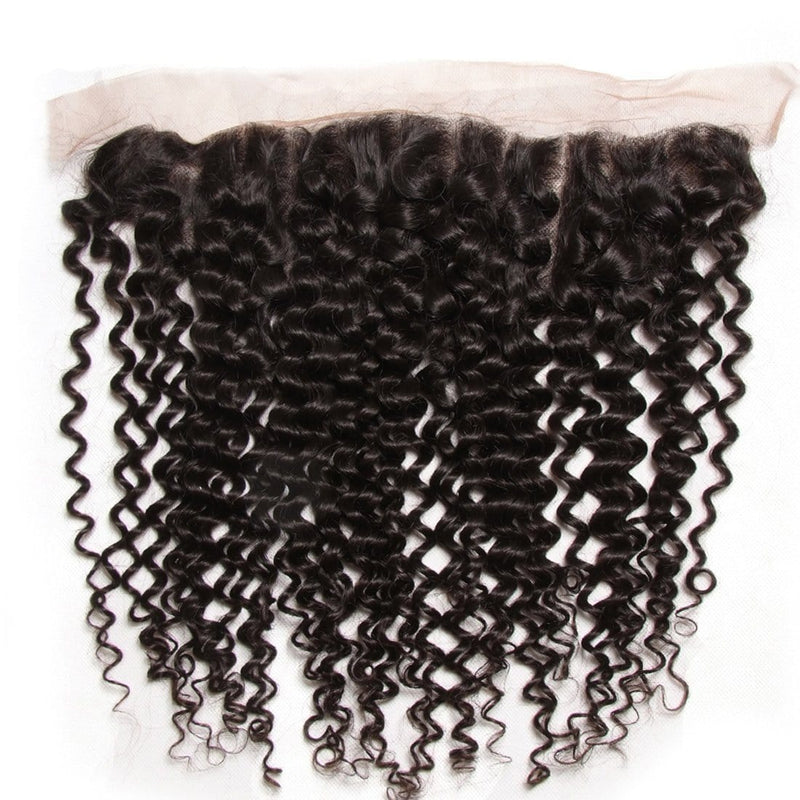 Klaiyi High Quality Malaysian Curly Hair 13X4 Lace Frontal Closure Human Virgin Hair