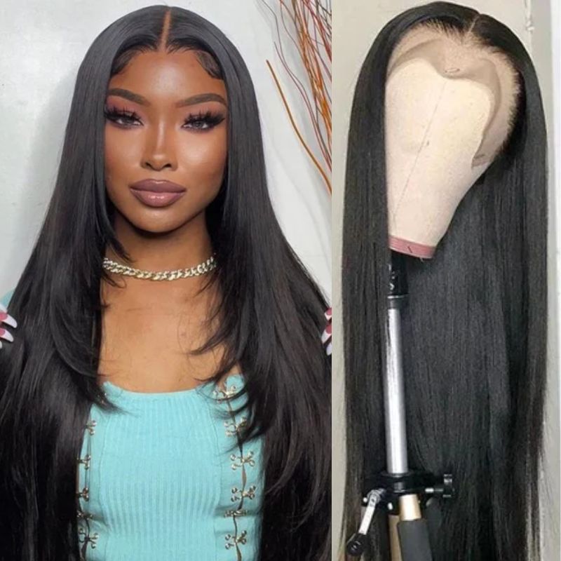 HD Clearance| Klaiyi Best Glueless Wigs 13x6 Invisible HD Lace Front Wigs Straight Human Hair Wigs 180% Density Natural Color Flash Sale